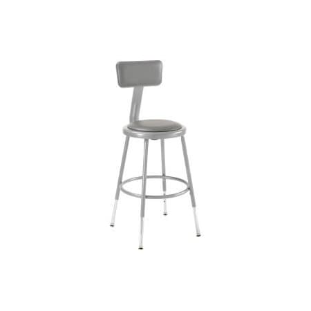 National Public Seating Interion Steel Shop Stool wBackrest and Padded Seat  Adjustable Height 19  27  GRY  2PK 244872